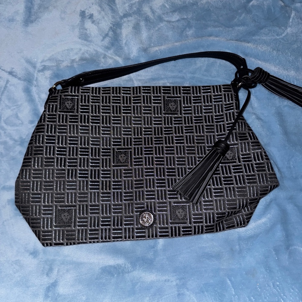 Anne Klein Black Shoulder Bag with Geometric Design
